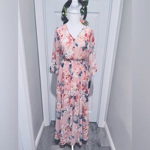 NWT Dusty Pink Floral Long Sleeve Maxi Dress | Size 4